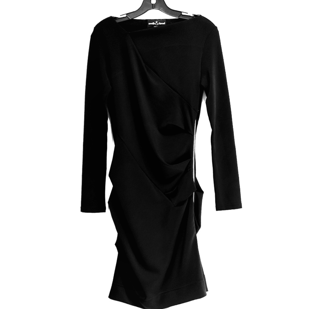 Needle & Thread Black Rouched Side Zip Dress - Picture 6 of 8